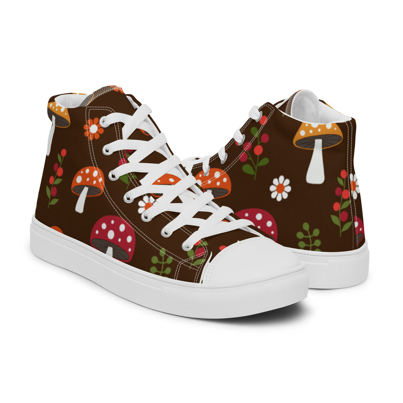 Brown Mushroom High Top #2 - Top Down View | HA!LO Canvas Sneakers