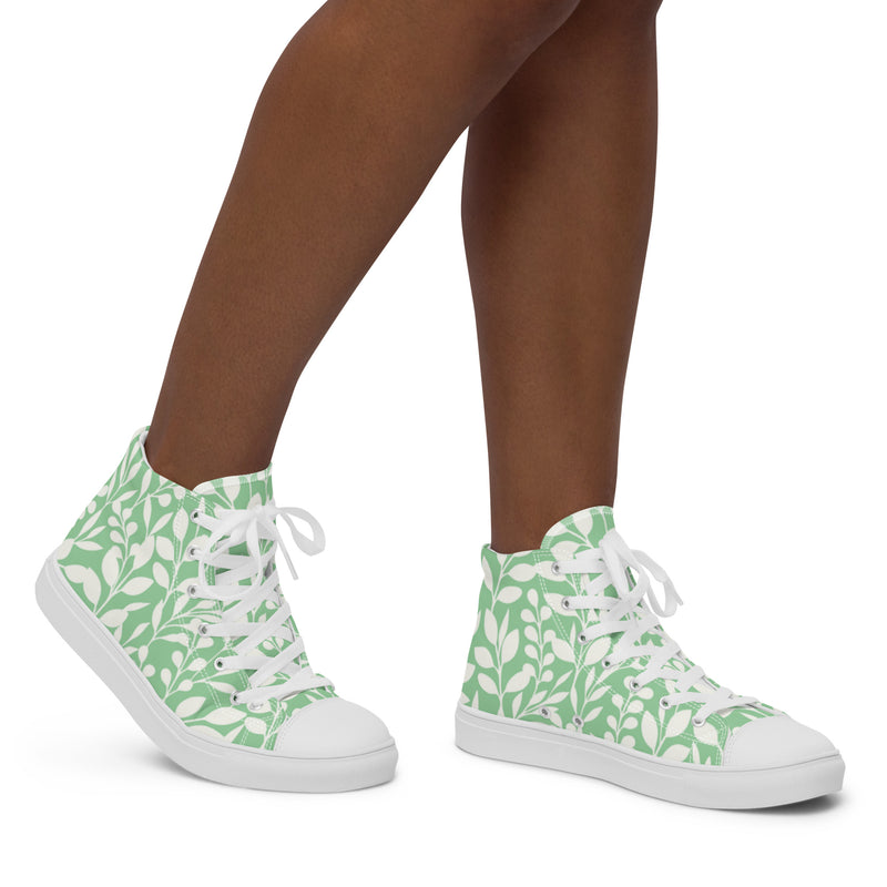 Mint Botanical High Top #7 - Opposite Side | HA!LO Canvas Sneakers