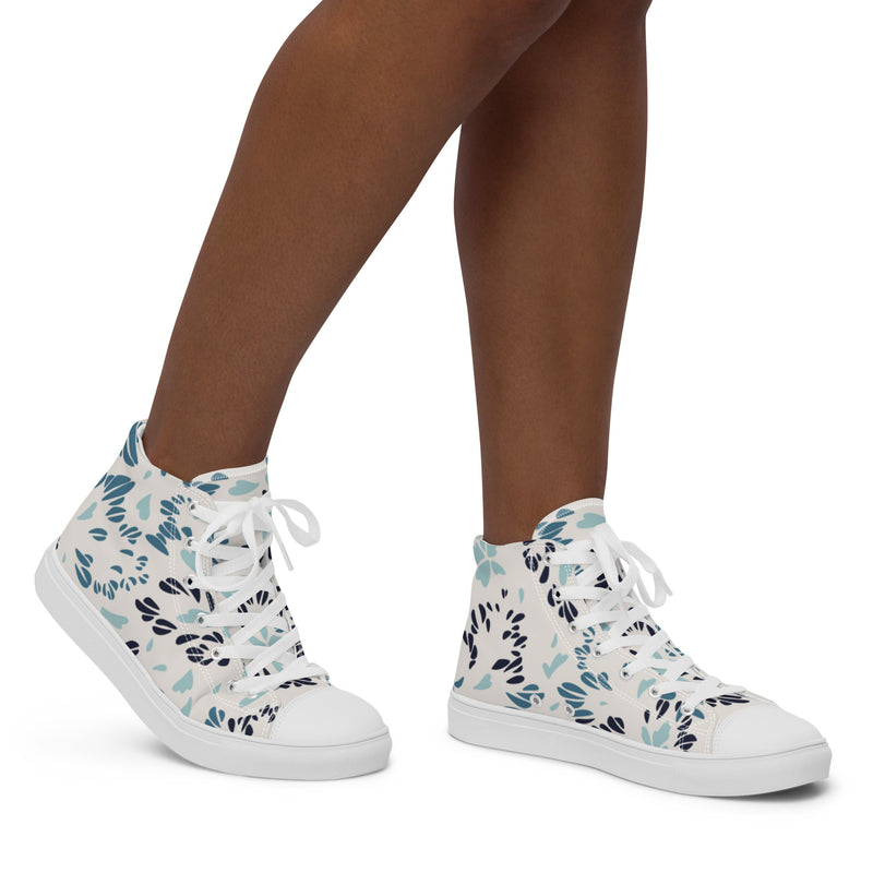 Blue Botanical High Top #17 - Opposite Side | HA!LO Canvas Sneakers