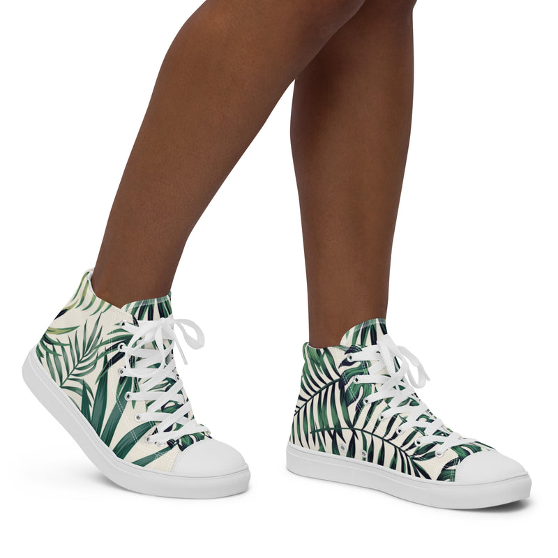 Palm Frond High Top #19 - Opposite Side | HA!LO Canvas Sneakers