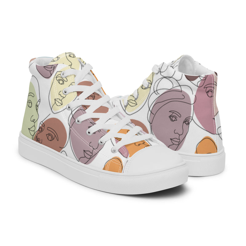 Abstract Face High Top #20 - Top Down View | HA!LO Canvas Sneakers