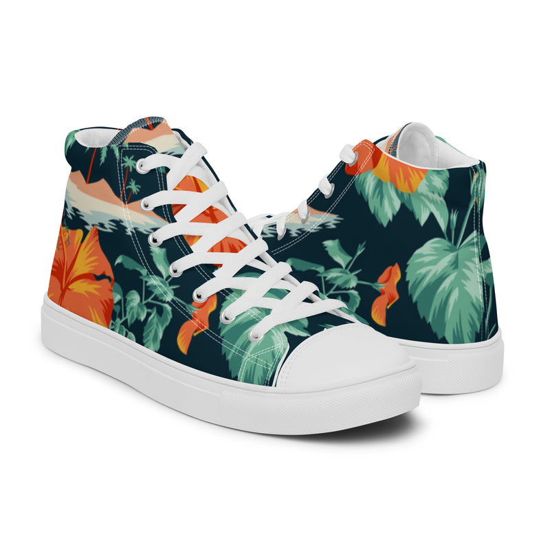 Tropical Orange High Top #23 - Top Down View | HA!LO Canvas Sneakers