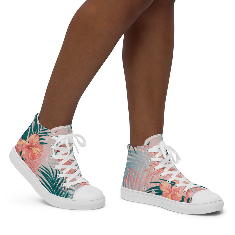 Tropical Hibiscus High Top #28 - Opposite Side | HA!LO Canvas Sneakers