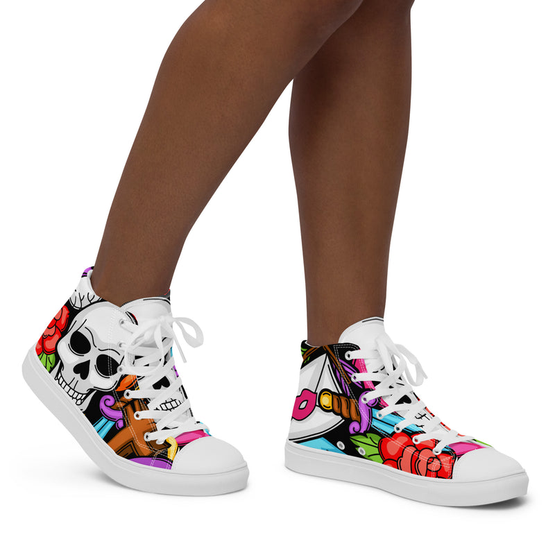 Skull Rose High Top #36 - Opposite Side | HA!LO Canvas Sneakers