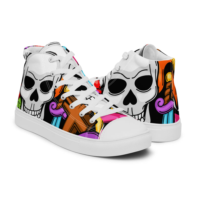 Skull Rose High Top #36 - Top Down View | HA!LO Canvas Sneakers