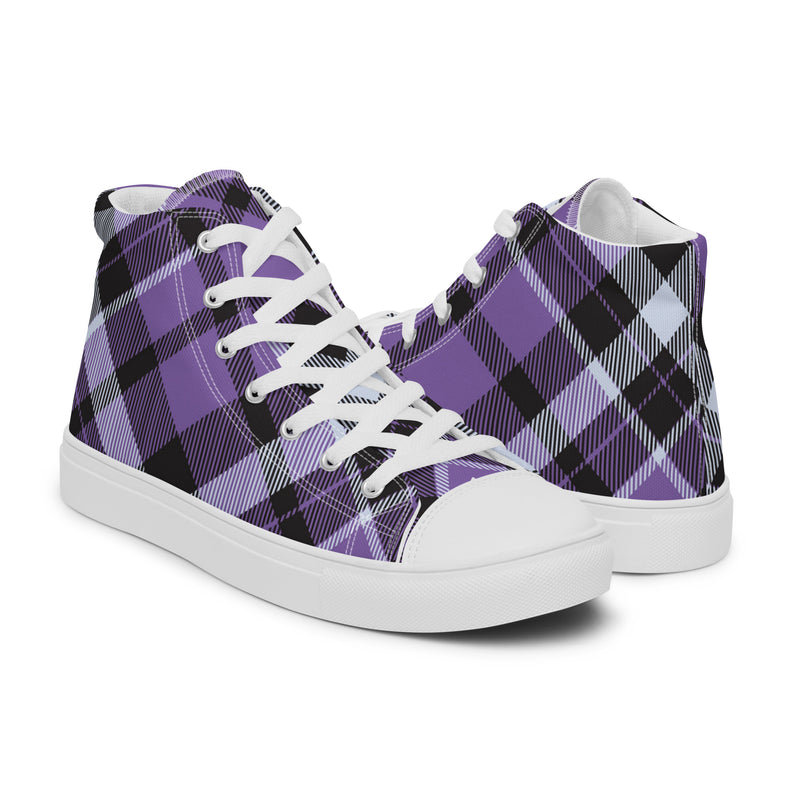 Purple Buffalo Check High Top #39 - Top Down View | HA!LO Canvas Sneakers