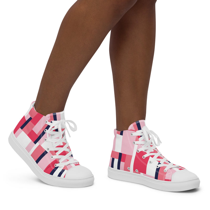 Pink Block High Top #40 - Opposite Side | HA!LO Canvas Sneakers