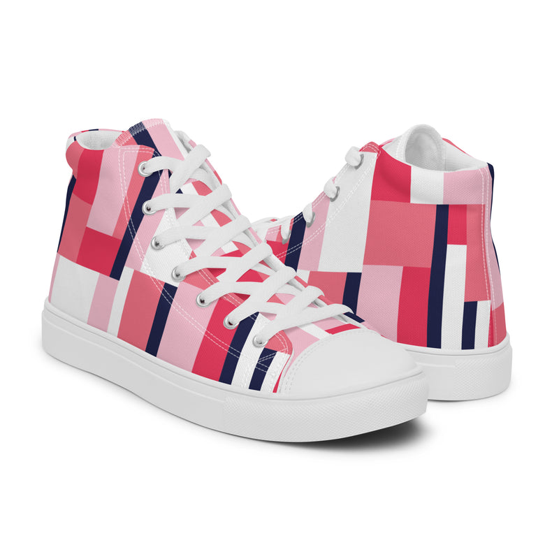 Pink Block High Top #40 - Top Down View | HA!LO Canvas Sneakers
