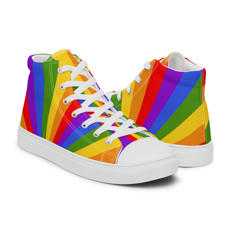 Rainbow Stripe High Top #42 - Top Down View | HA!LO Canvas Sneakers