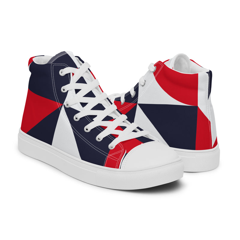 Red Navy Block High Top #43 - Top Down View | HA!LO Canvas Sneakers
