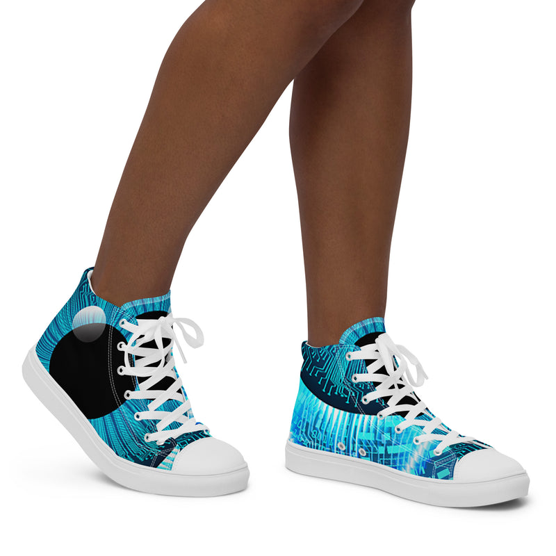 Blue Sunburst High Top #49 - Opposite Side | HA!LO Canvas Sneakers