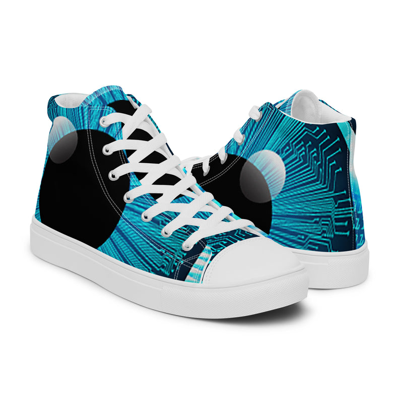 Blue Sunburst High Top #49 - Top Down View | HA!LO Canvas Sneakers