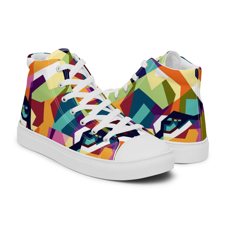 Geometric Mosaic High Top #56 - Top Down View | HA!LO Canvas Sneakers