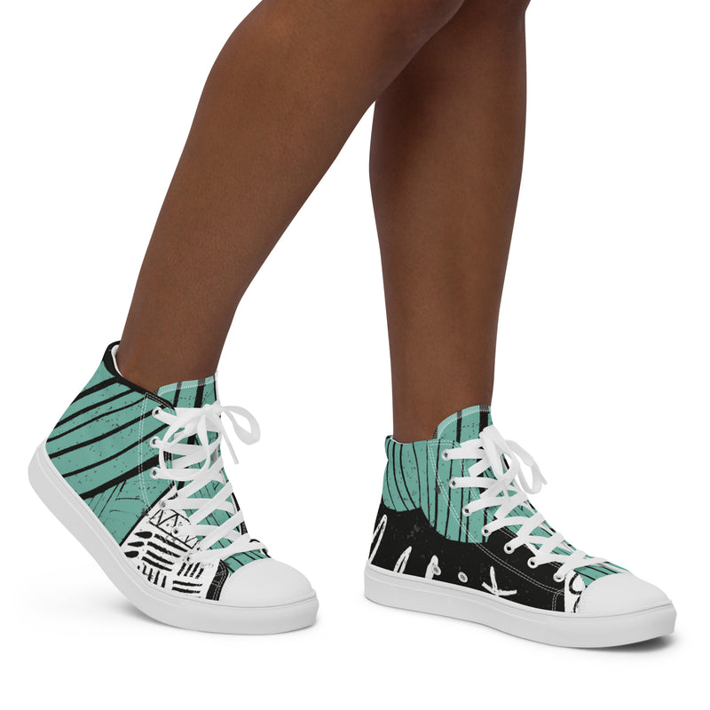 Green Stripe Art High Top #58 - Opposite Side | HA!LO Canvas Sneakers