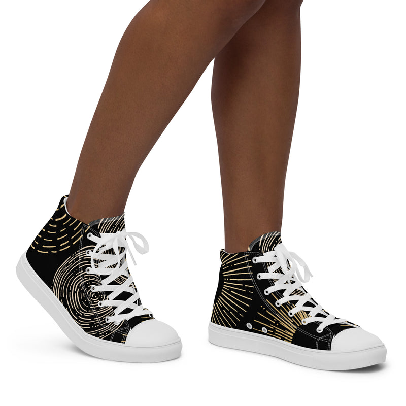 Black Gold Spiral High Top #62 - Opposite Side | HA!LO Canvas Sneakers