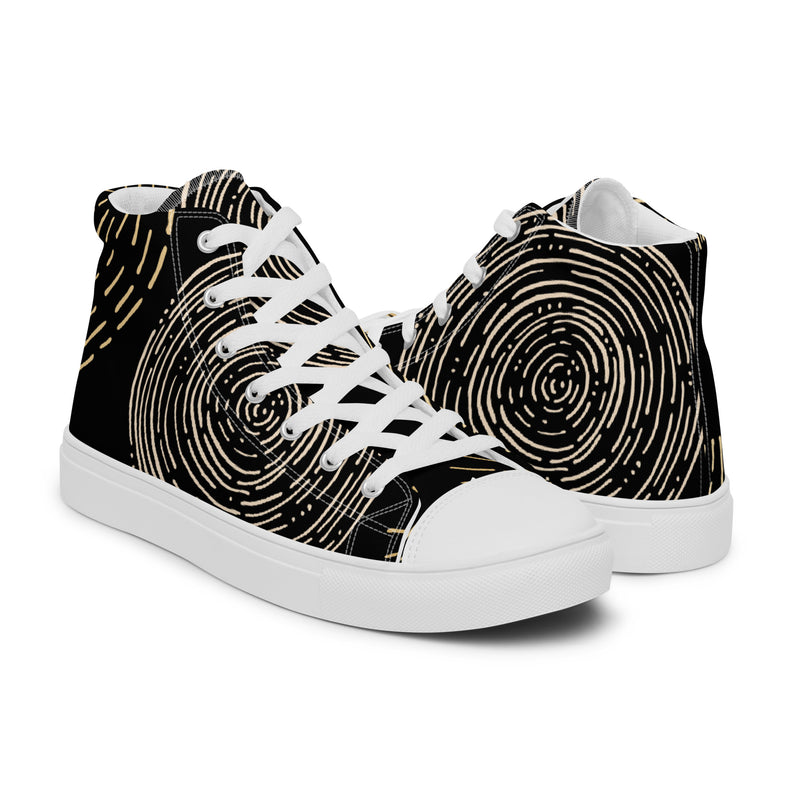 Black Gold Spiral High Top #62 - Top Down View | HA!LO Canvas Sneakers