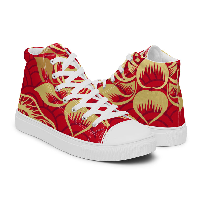 Red Wave High Top #67 - Top Down View | HA!LO Canvas Sneakers
