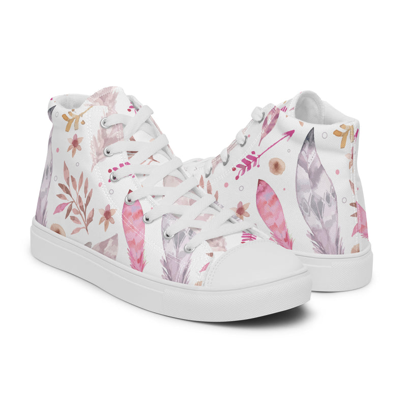 Pink Botanical High Top #68 - Top Down View | HA!LO Canvas Sneakers