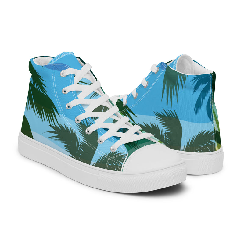Palm Paradise High Top #73 - Top Down View | HA!LO Canvas Sneakers