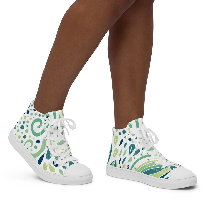 Green Swirl High Top #77 - Opposite Side | HA!LO Canvas Sneakers