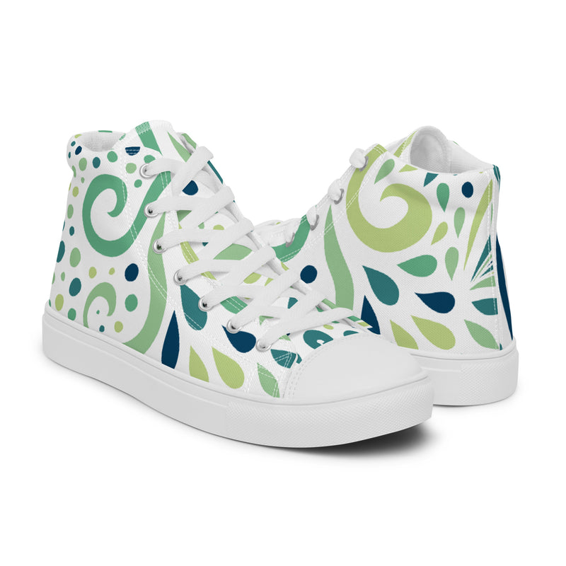 Green Swirl High Top #77 - Top Down View | HA!LO Canvas Sneakers