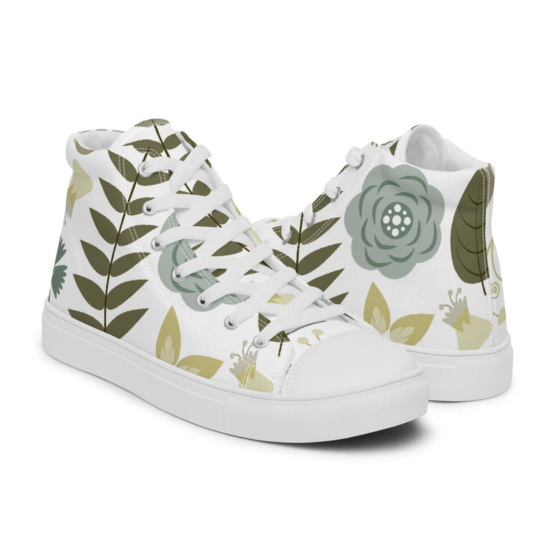 Fern Leaf High Top #78 - Top Down View | HA!LO Canvas Sneakers