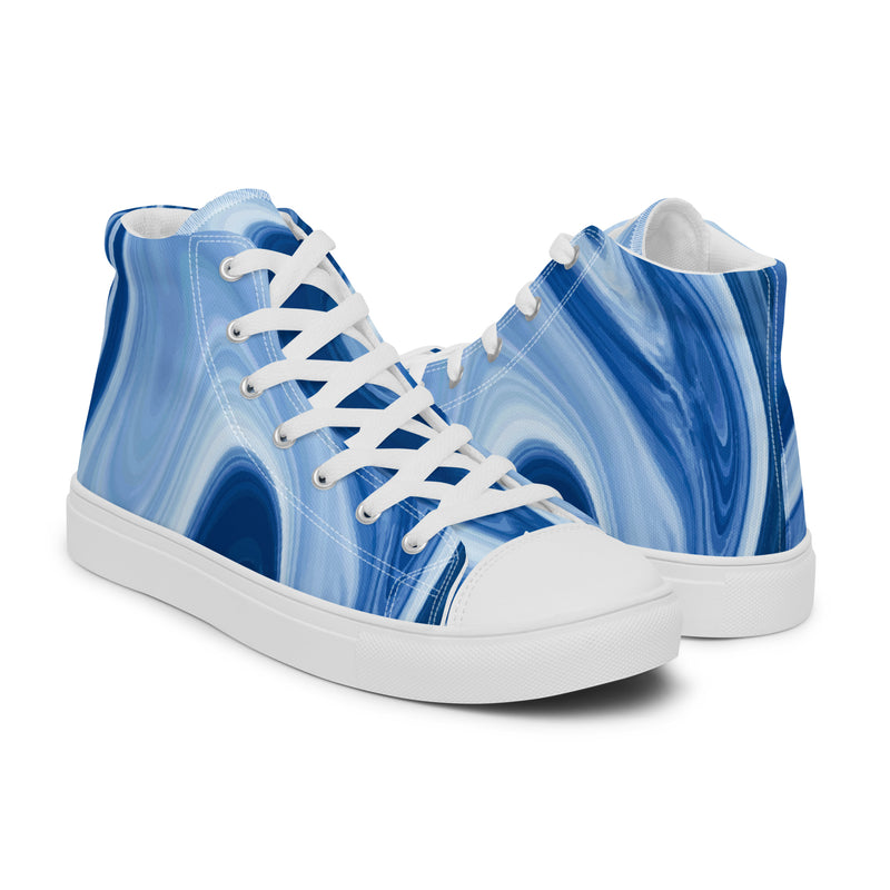 Blue Marble High Top #79 - Top Down View | HA!LO Canvas Sneakers