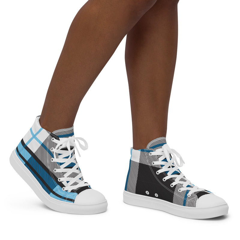 Blue Tartan High Top #84 - Opposite Side | HA!LO Canvas Sneakers