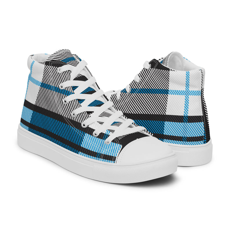 Blue Tartan High Top #84 - Top Down View | HA!LO Canvas Sneakers