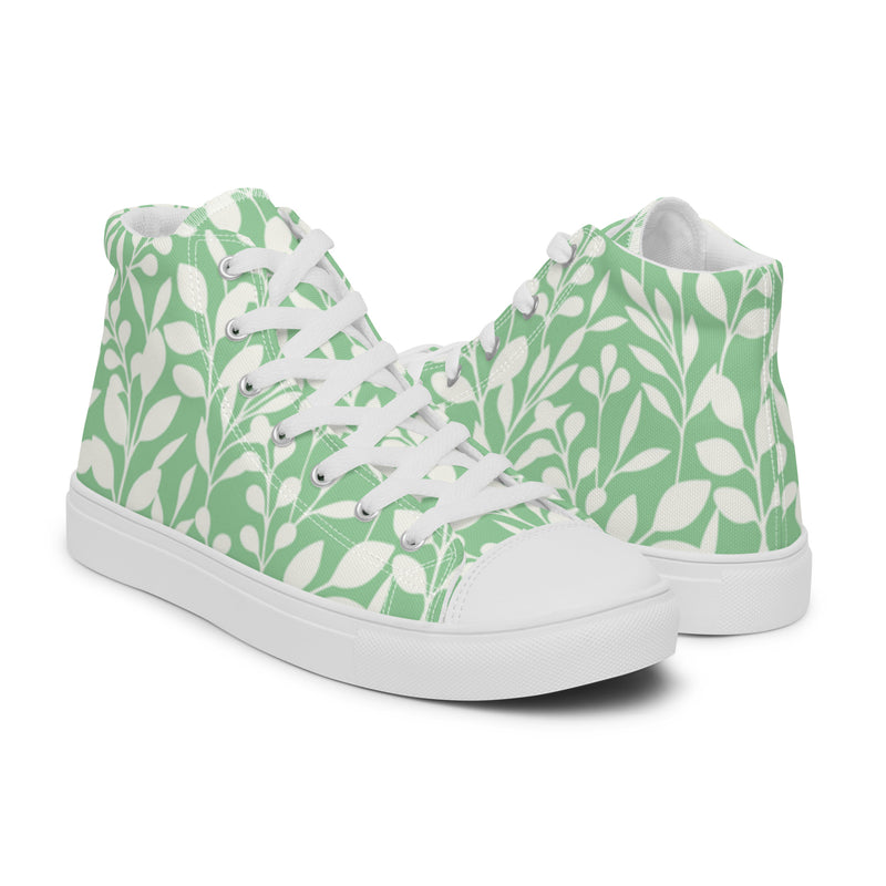 Green Botanical High Top #90 - Top Down View | HA!LO Canvas Sneakers