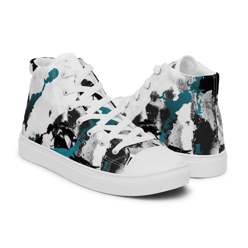 Teal Splash High Top #92 - Top Down View | HA!LO Canvas Sneakers