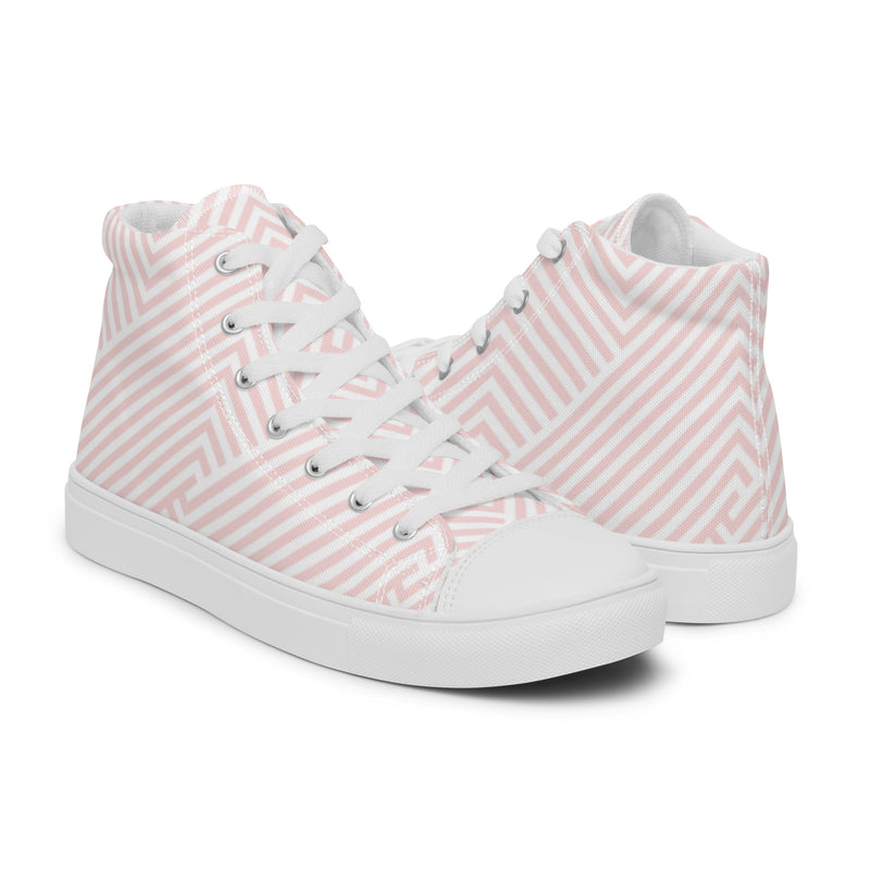 Pink Herringbone High Top #95 - Top Down View | HA!LO Canvas Sneakers