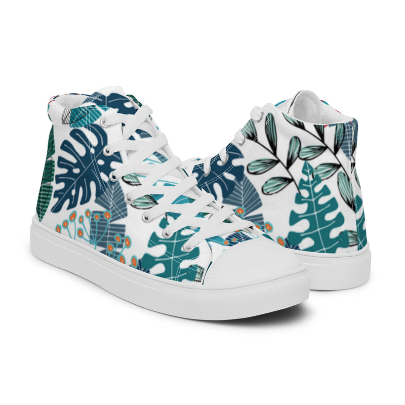 Monstera Palm High Top #96 - Top Down View | HA!LO Canvas Sneakers