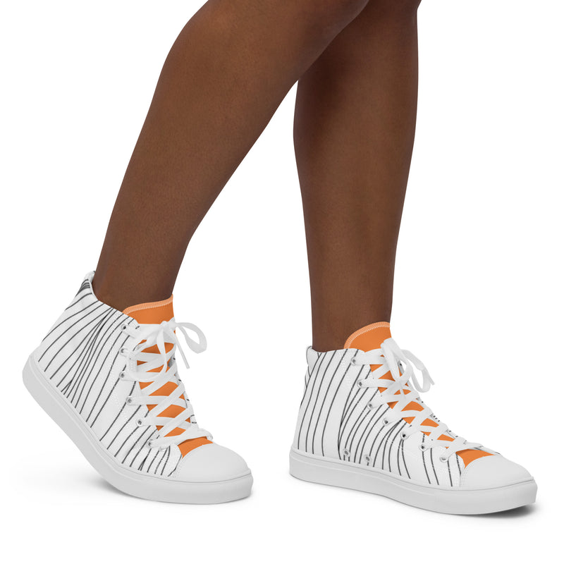 Orange Pinstripe High Top #99 - Opposite Side | HA!LO Canvas Sneakers