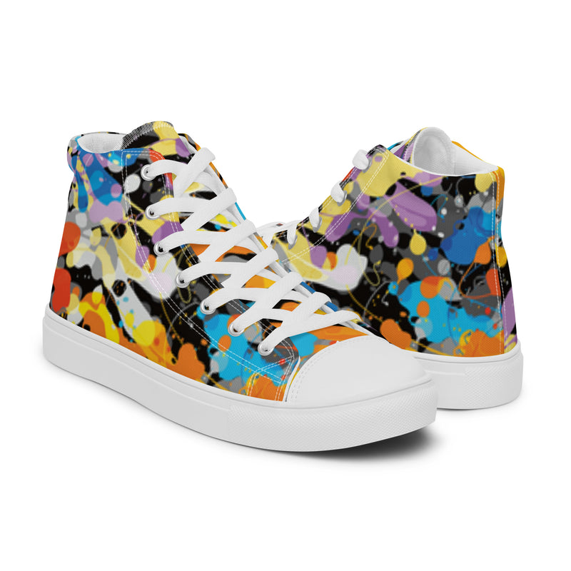 Abstract Collage High Top #102 - Top Down View | HA!LO Canvas Sneakers