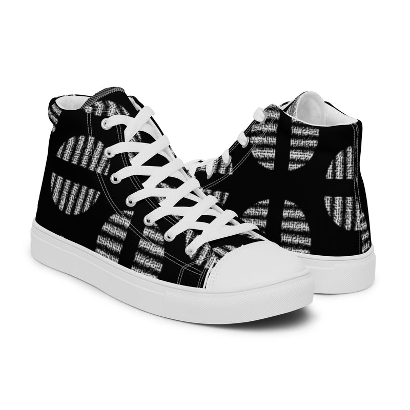 Black Graphic High Top #104 - Top Down View | HA!LO Canvas Sneakers