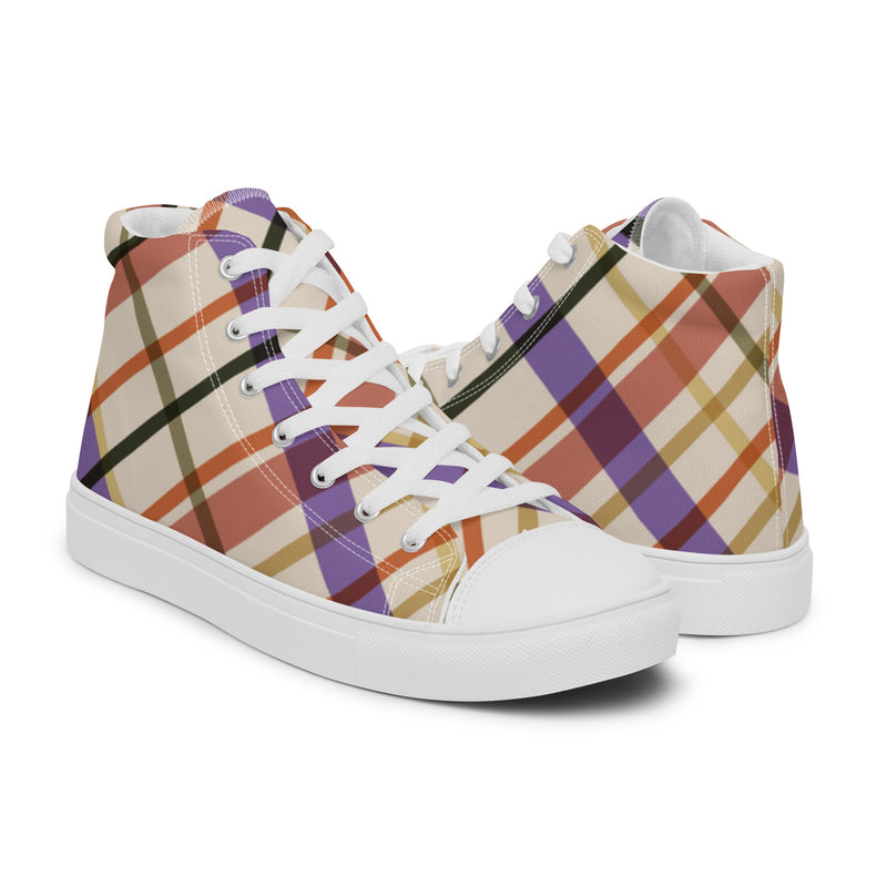 Autumn Plaid High Top #105 - Top Down View | HA!LO Canvas Sneakers
