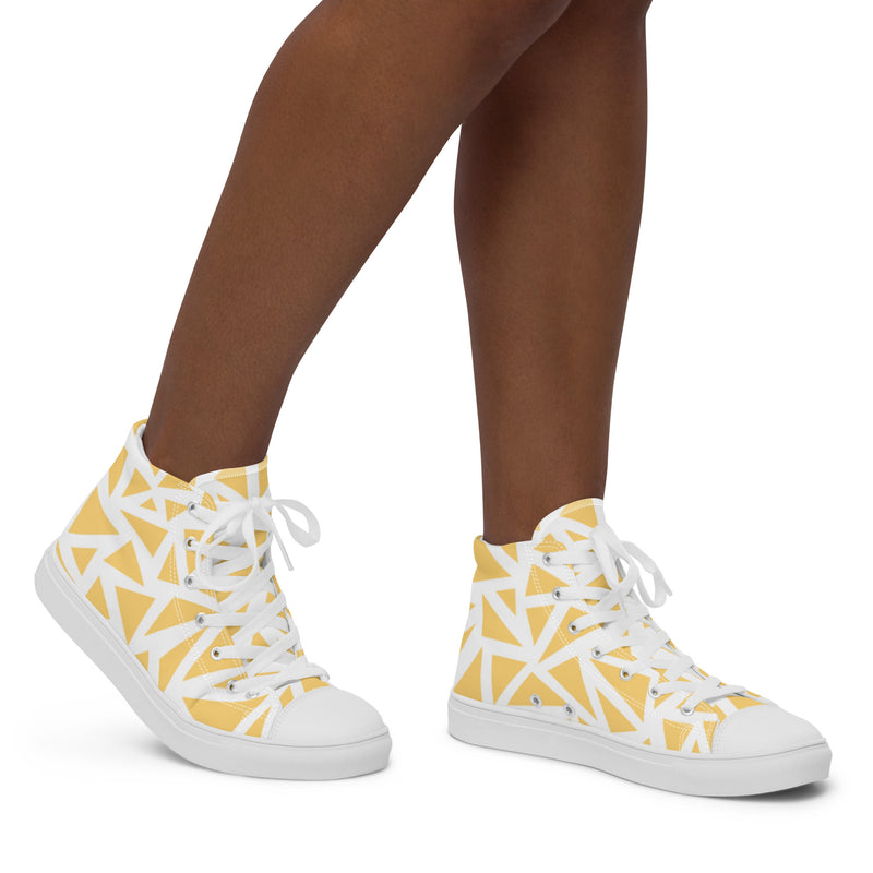 Yellow Triangle High Top #106 - Opposite Side | HA!LO Canvas Sneakers