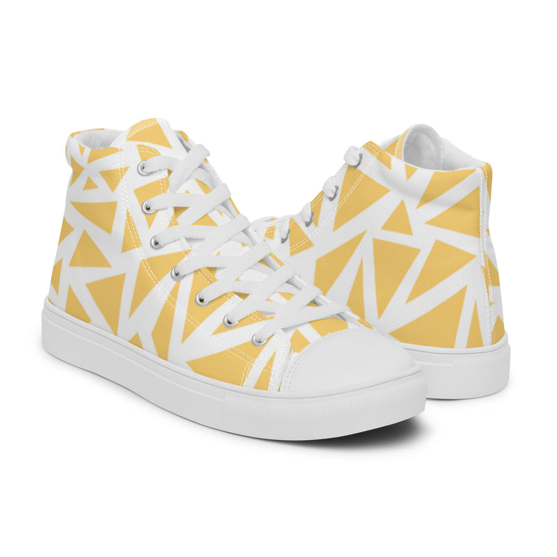 Yellow Triangle High Top #106 - Top Down View | HA!LO Canvas Sneakers