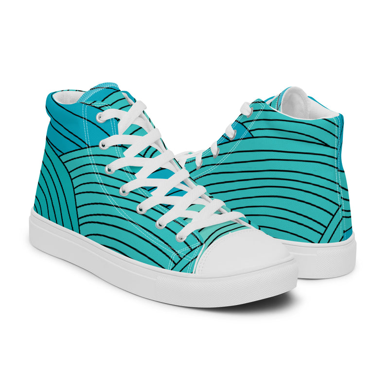 Teal Ribbed High Top #108 - Top Down View | HA!LO Canvas Sneakers