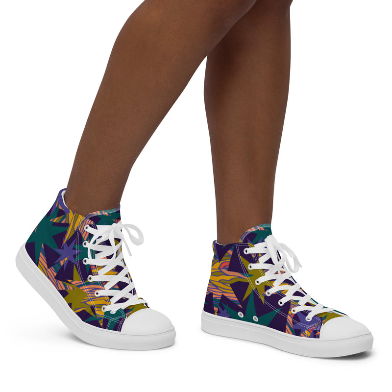 Abstract Tropical High Top #113 - Opposite Side | HA!LO Canvas Sneakers