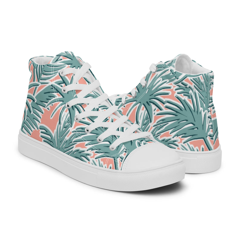 Monstera Leaf High Top #114 - Top Down View | HA!LO Canvas Sneakers