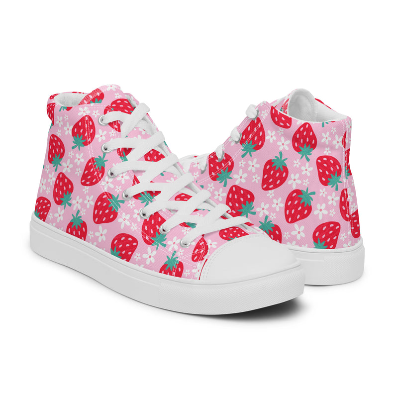 Red Strawberry High Top #120 - Top Down View | HA!LO Canvas Sneakers