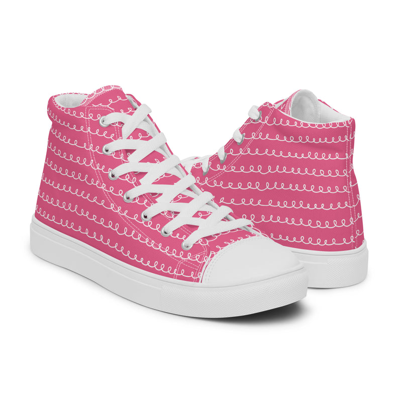 Pink Aztec High Top #126 - Top Down View | HA!LO Canvas Sneakers