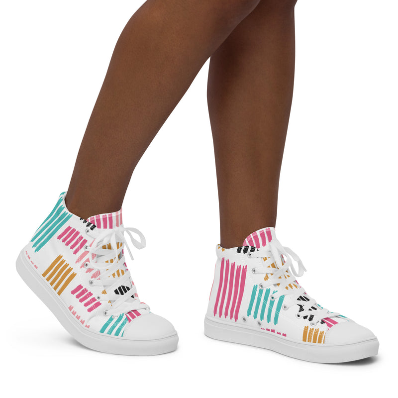 Pastel Stripe High Top #132 - Opposite Side | HA!LO Canvas Sneakers