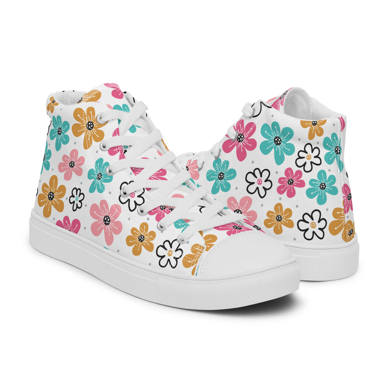 Retro Flower High Top #133 - Top Down View | HA!LO Canvas Sneakers