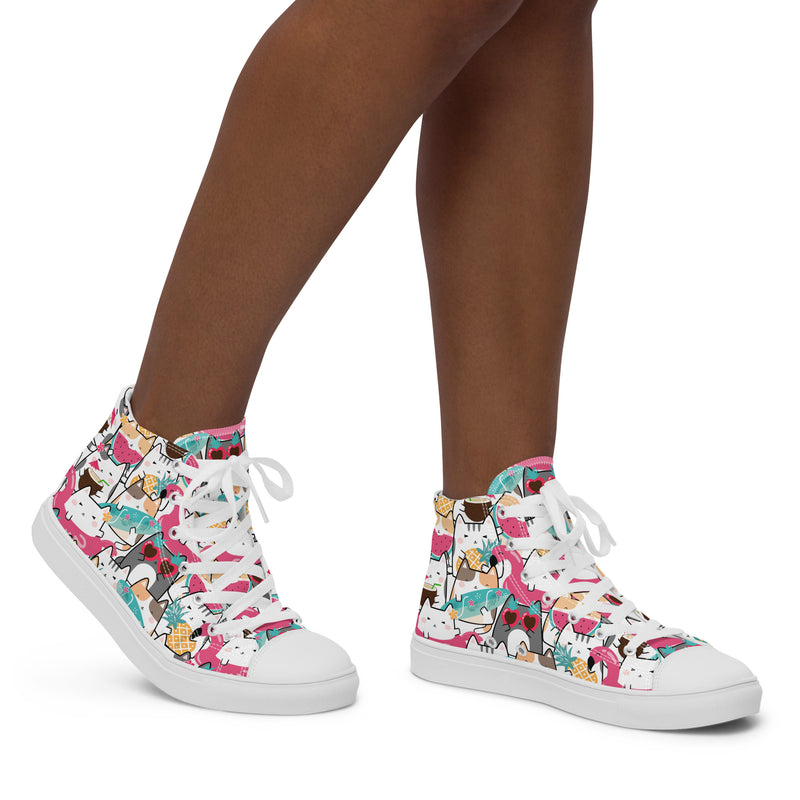 Cat Party High Top #142 - Opposite Side | HA!LO Canvas Sneakers