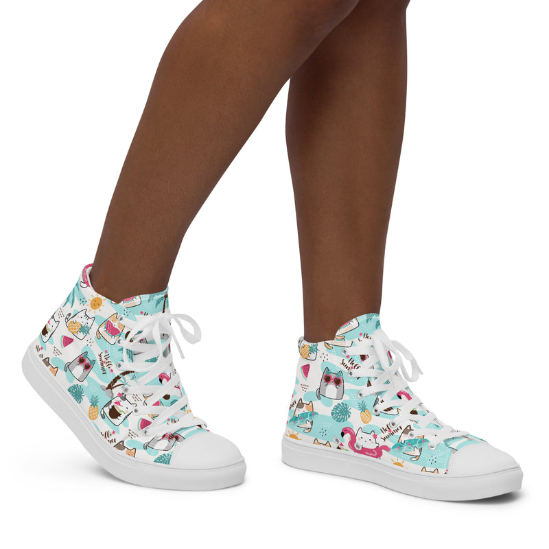 Beach Cat High Top #146 - Opposite Side | HA!LO Canvas Sneakers