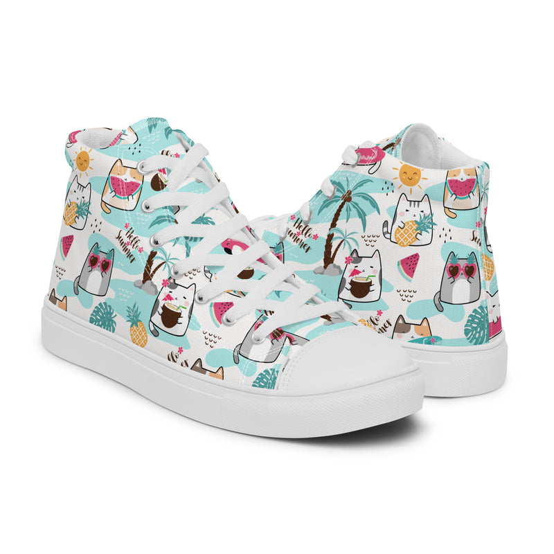 Beach Cat High Top #146 - Top Down View | HA!LO Canvas Sneakers
