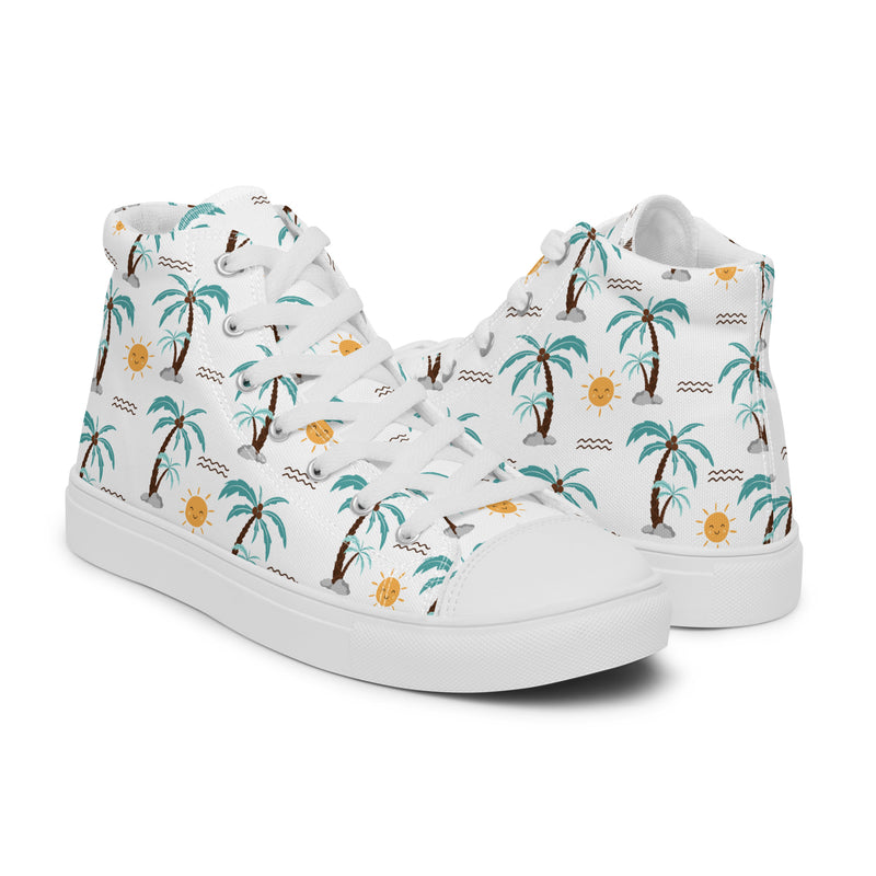 Palm Tree High Top #148 - Top Down View | HA!LO Canvas Sneakers